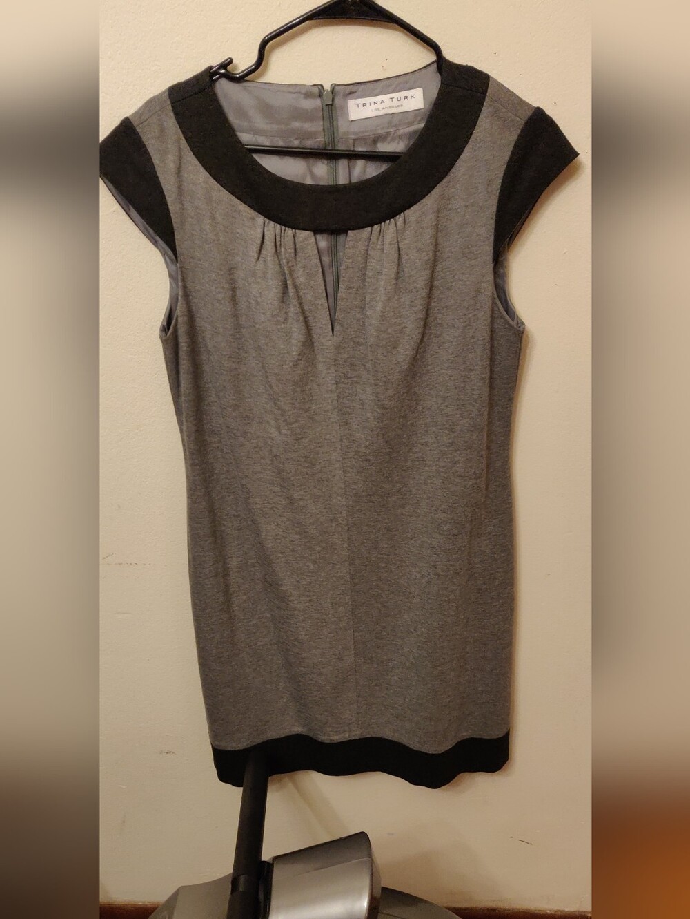 Trina Turk Gray Dress with Black Trim